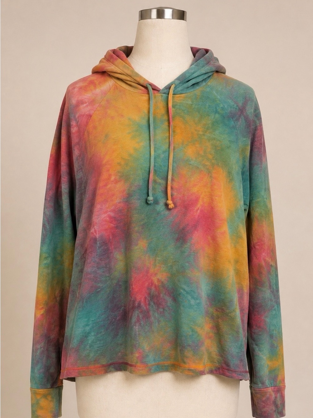 Chic Soul Tie Dye Cropped Hoodie Medium Lightweight Boutique Pullover